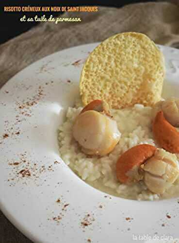 Risotto crémeux aux noix de Saint Jacques et sa tuile de parmesan