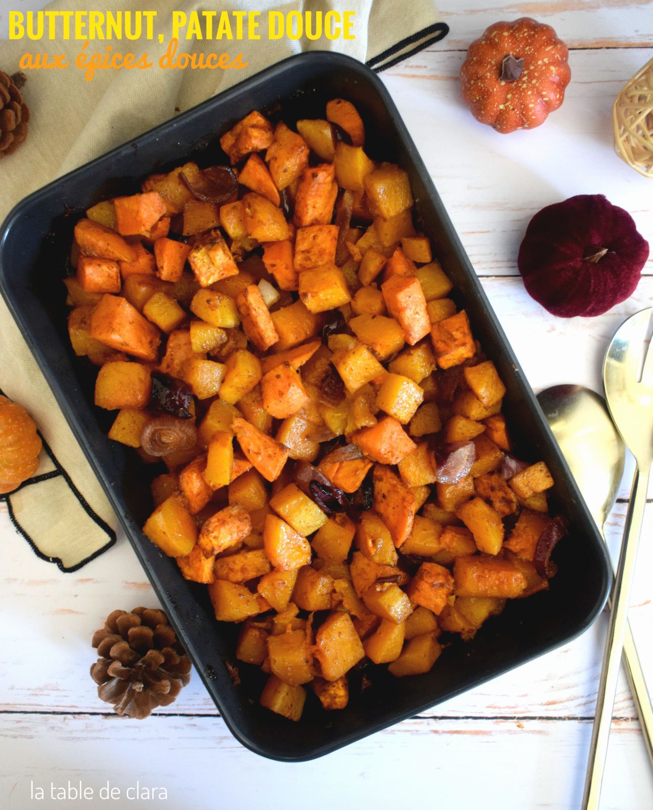 Butternut, patate douce rôties aux épices douces