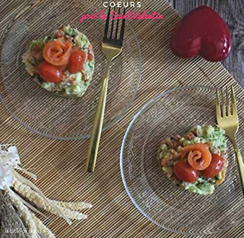 Coeur avocat saumon fumé pamplemousse et tomates cerise