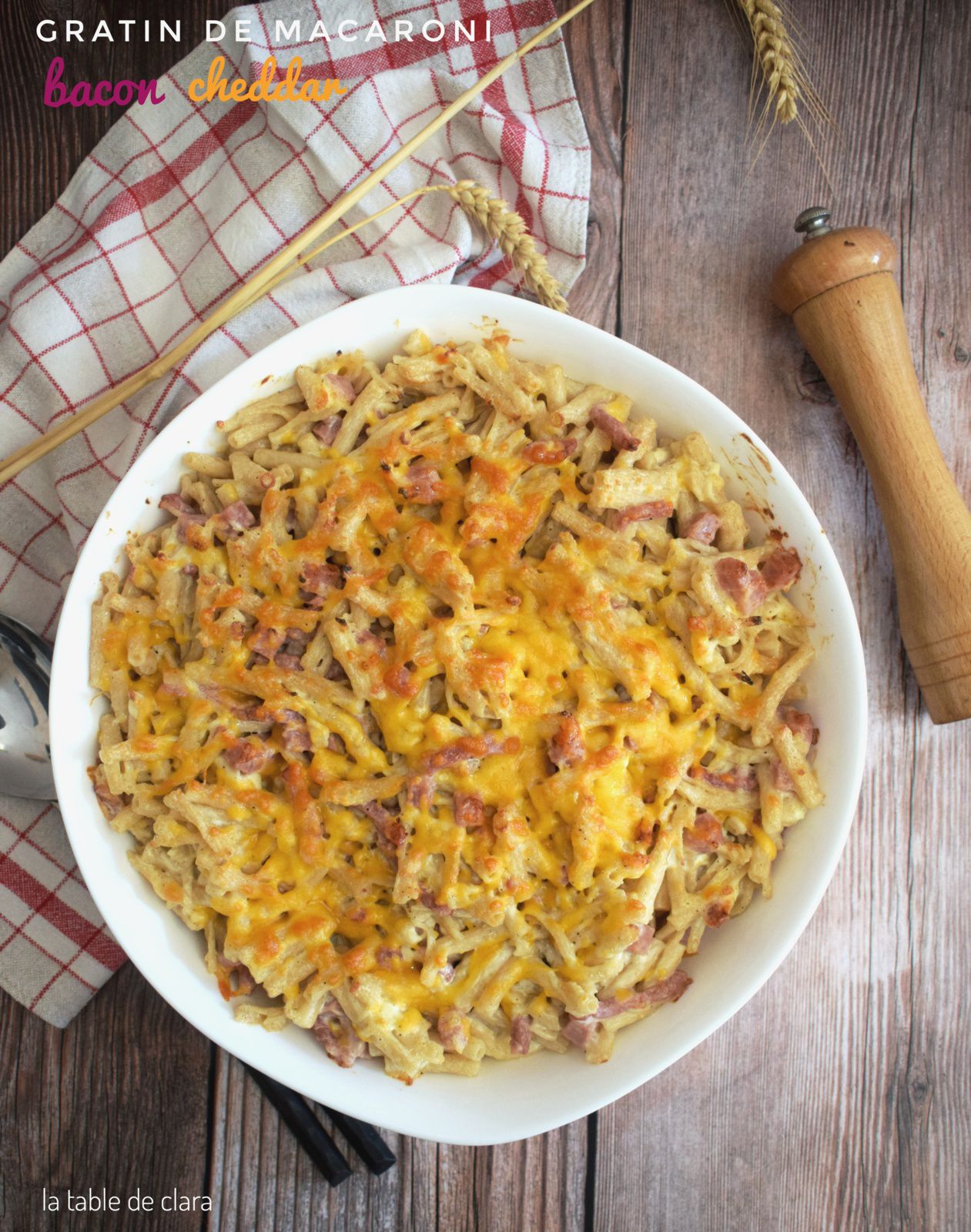 Gratin de macaroni bacon et cheddar