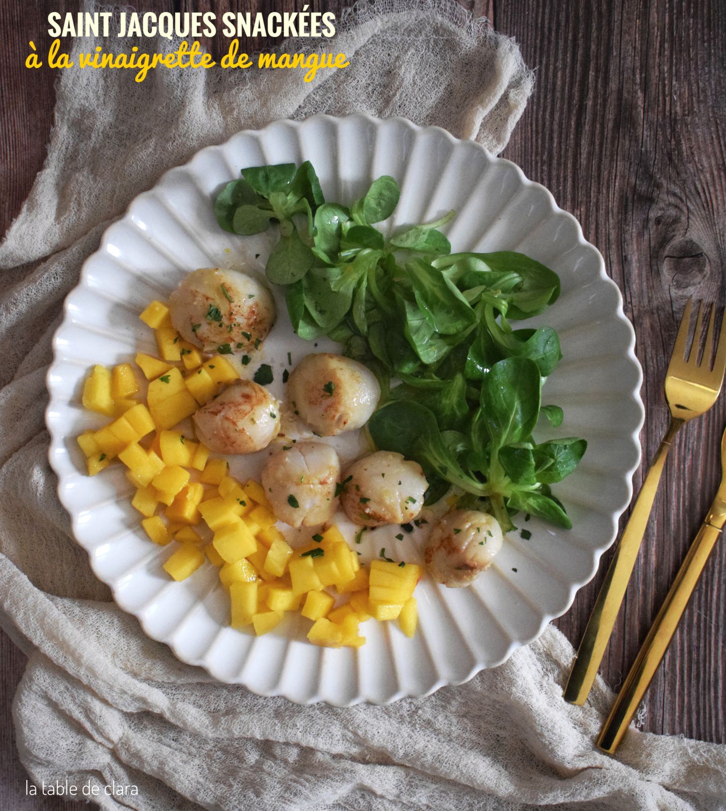 Saint Jacques snackées et sa vinaigrette à la mangue