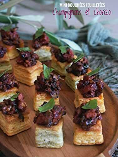 Mini bouchées feuilletées champignons chorizo
