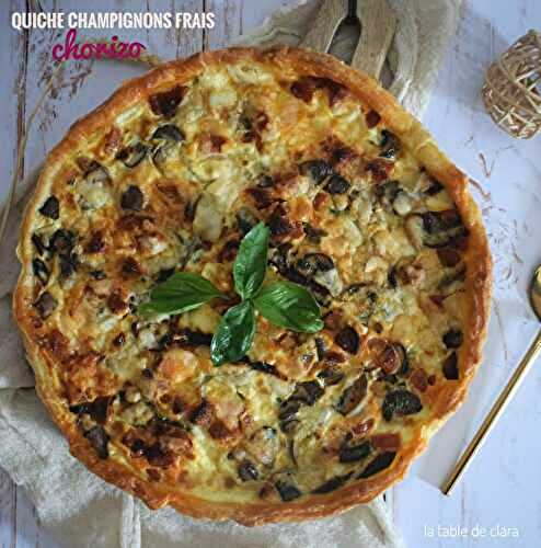 Tarte aux champignons bruns frais et au chorizo