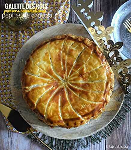 Galette des rois aux pommes caramélisées et pépites de chocolat