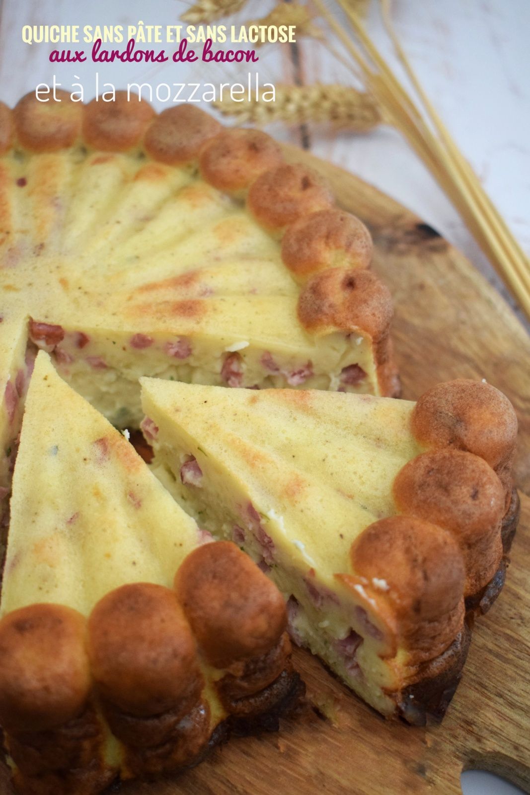 Quiche sans pâte sans lactose aux lardons de bacon et à la mozzarella