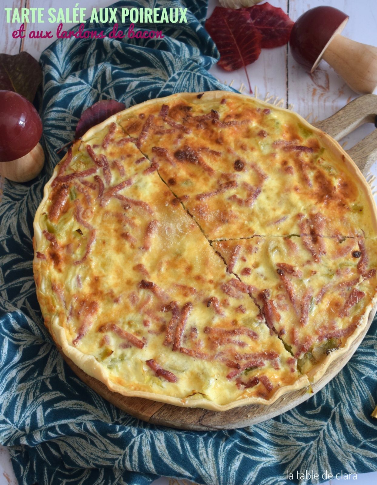 Tarte salée aux poireaux et lardons de bacon