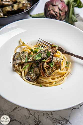 "Cacio e pepe" en version végétale et coeurs d'artichauts poêlés