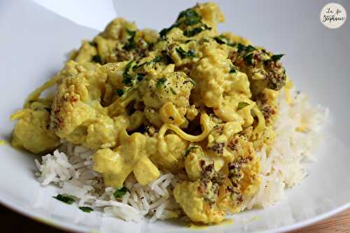 Chou-fleur au curry, riz Pilaf au four