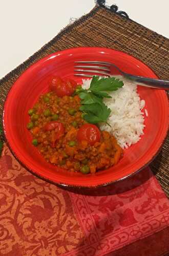 Curry de lentilles au lait de coco, riz basmati