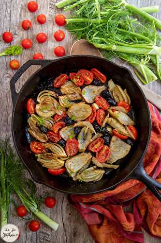 Fenouils dorés à la tomate et aux olives