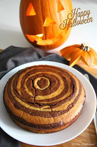 Gâteau vegan zébré, courge et chocolat. Happy Halloween!