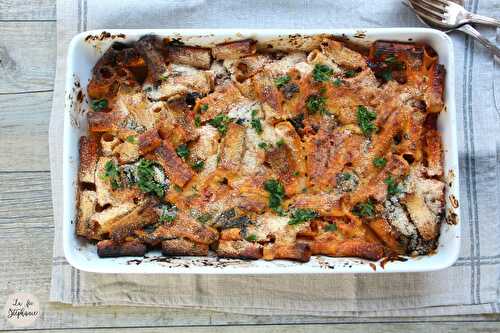 Gratin de pâtes aux épinards et aux tomates séchées