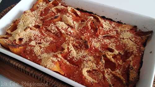 Gratin de pâtes, sauce ragoût 100% végétale