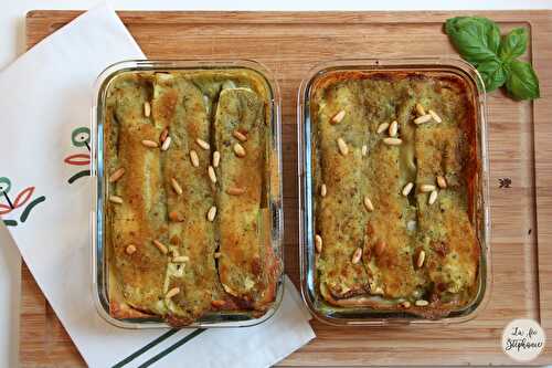 Lasagnes blanches aux courgettes, pesto et pignons de pin