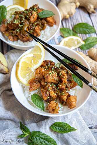 Protéines de pois et poivrons sautés, sauce teriyaki