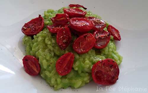 Risotto aux petits pois et tomates confites