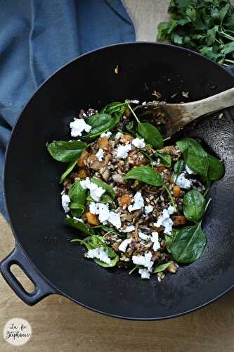 Salade complète d'hiver - riz sauvage, champignons et courge - La fée Stéphanie