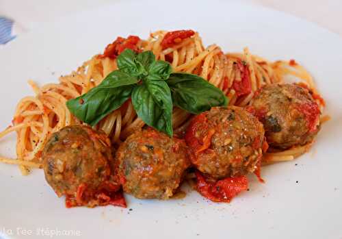 Spaghetti aux boulettes d'aubergines, un plat 100% végétal gorgé de soleil!