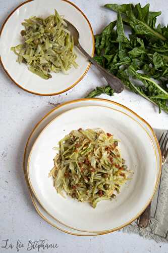 Spaghetti aux "puntarelle"comme en Italie