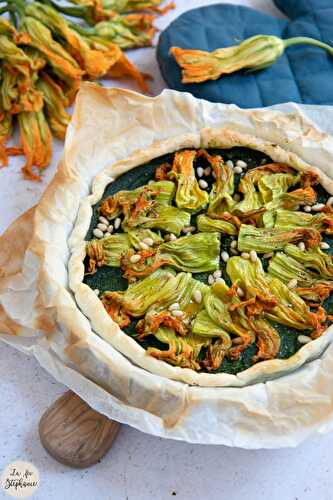 Tarte aux épinards et aux fleurs de courgettes