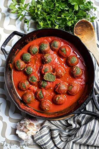 Polpette di spinaci in salsa al pomodoro - boulettes d'épinards à la sauce tomate