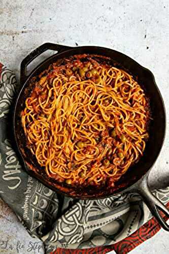 Spaghetti câpres, olives et algues nori