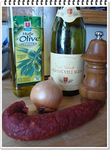 Chorizo mariné au vin blanc