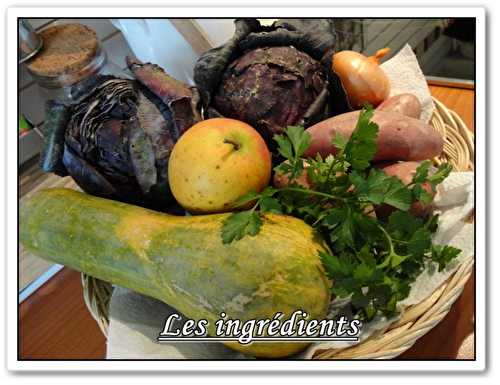 Chou rouge, pomme et courge butternut