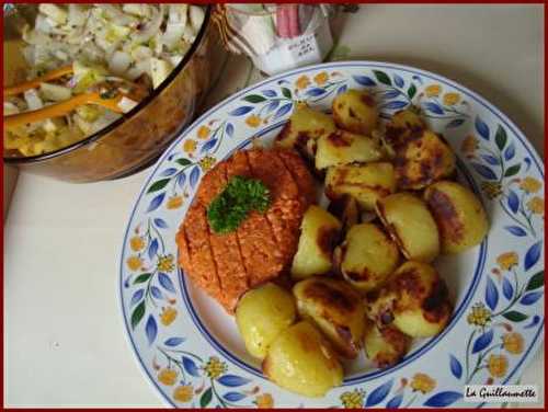 Filet américain et pommes de terre rôties