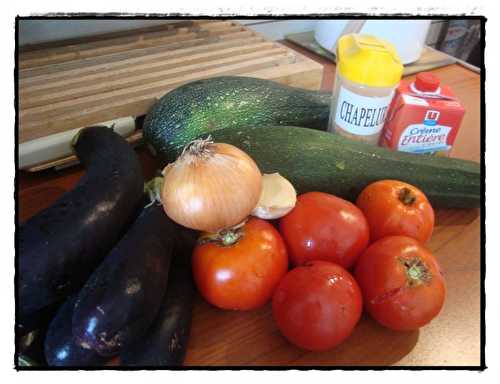 Gratin d'aubergines, courgettes et tomates au chèvre 