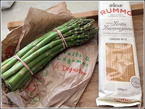 Linguines aux asperges vertes et truite fumée