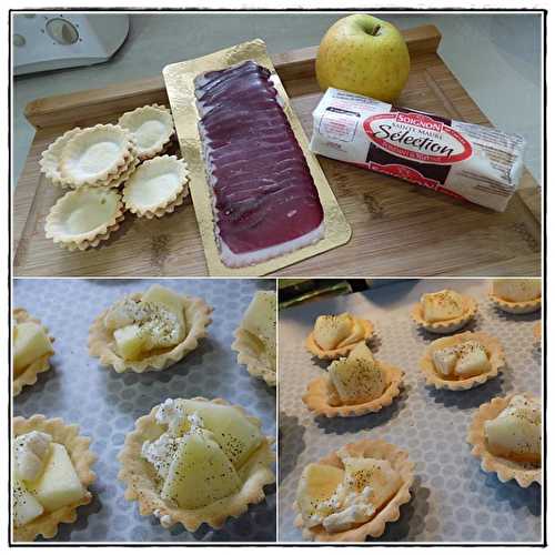 Petites tartelettes au magret fumé-pomme et chèvre