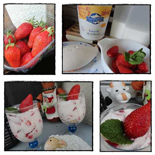 Verrine de fraises, meringue et fromage blanc