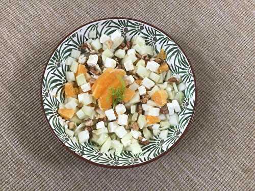 Salade de fenouil cru, orange, feta et noix