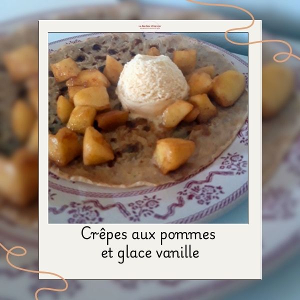 Crêpes aux pommes et glace vanille