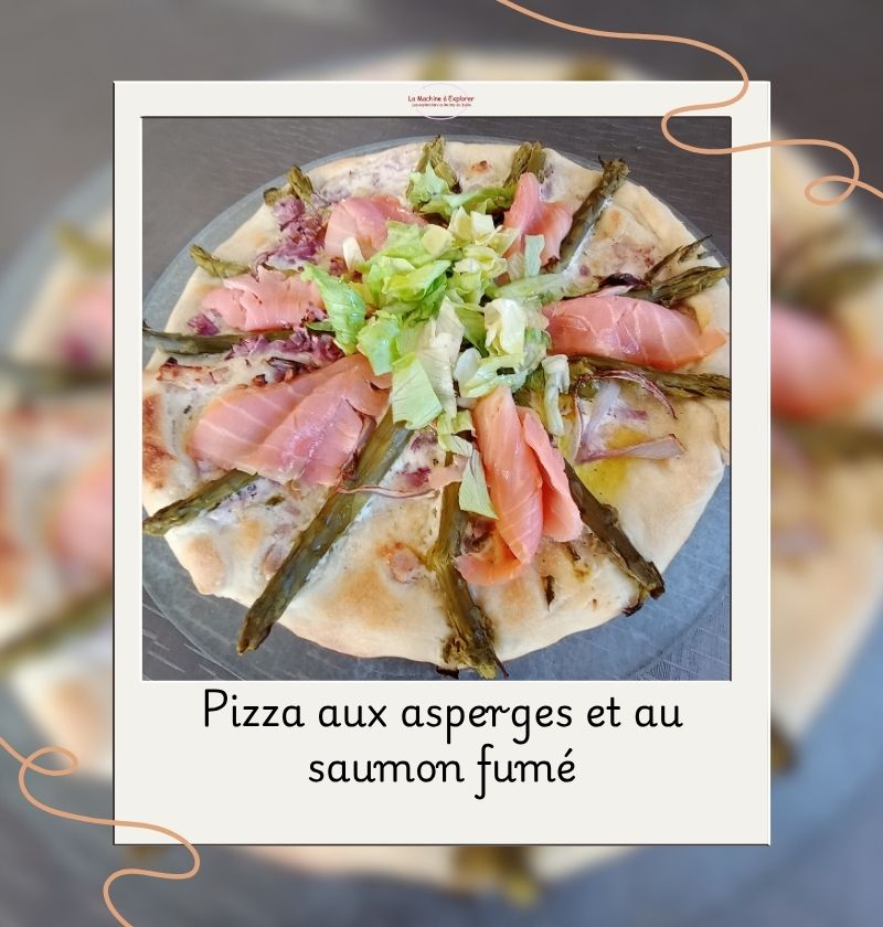 Pizza aux asperges et saumon fumé