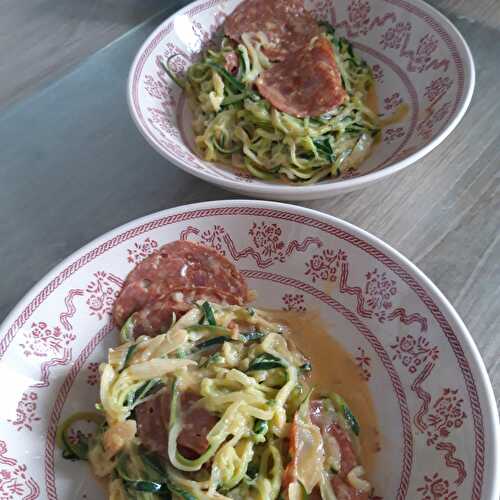 Spaghetti de courgettes au chorizo