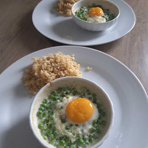 Oeufs cocotte aux petits pois