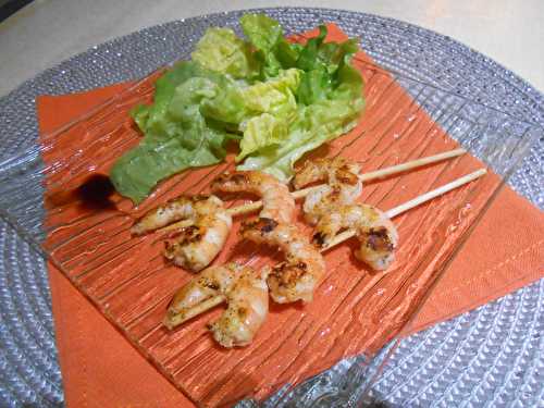 Brochette de crevettes au piment d’Espelette