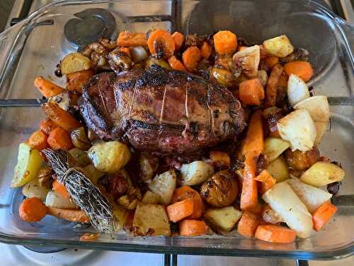 Roti de magret de canard laqué et ses légumes d'hiver