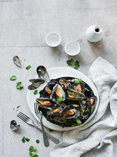 Moules à la crème lardons