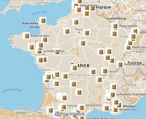 Carte de France des producteurs de farines bio
