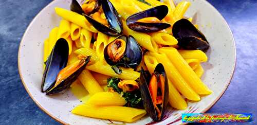 Penne aux moules et vert de blettes