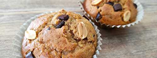 Muffins banane, beurre de cacahuète et chocolat noir