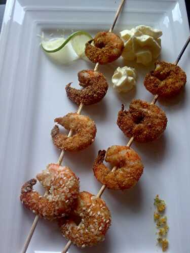 Brochettes de gambas et chantilly d'agrumes