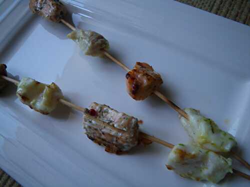 Brochettes de saumon et cabillaud