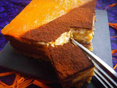 Cheesecake marbré potiron-orange/chocolat pour Halloween