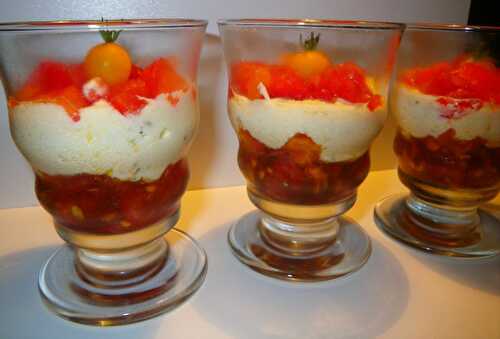 Concassé de tomates et mousse de mascarpone au parmesan et basilic