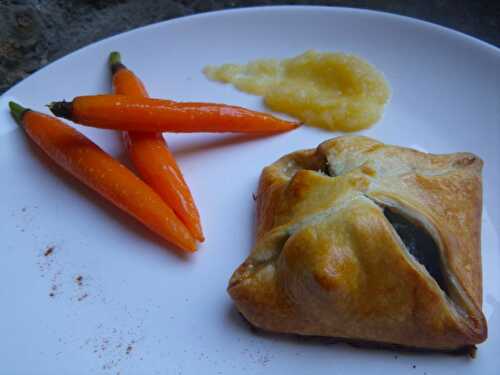 Feuilletés au boudin noir et compote pommes coings