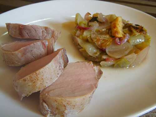 Filet mignon de porc aux endives, pommes et sirop d'érable